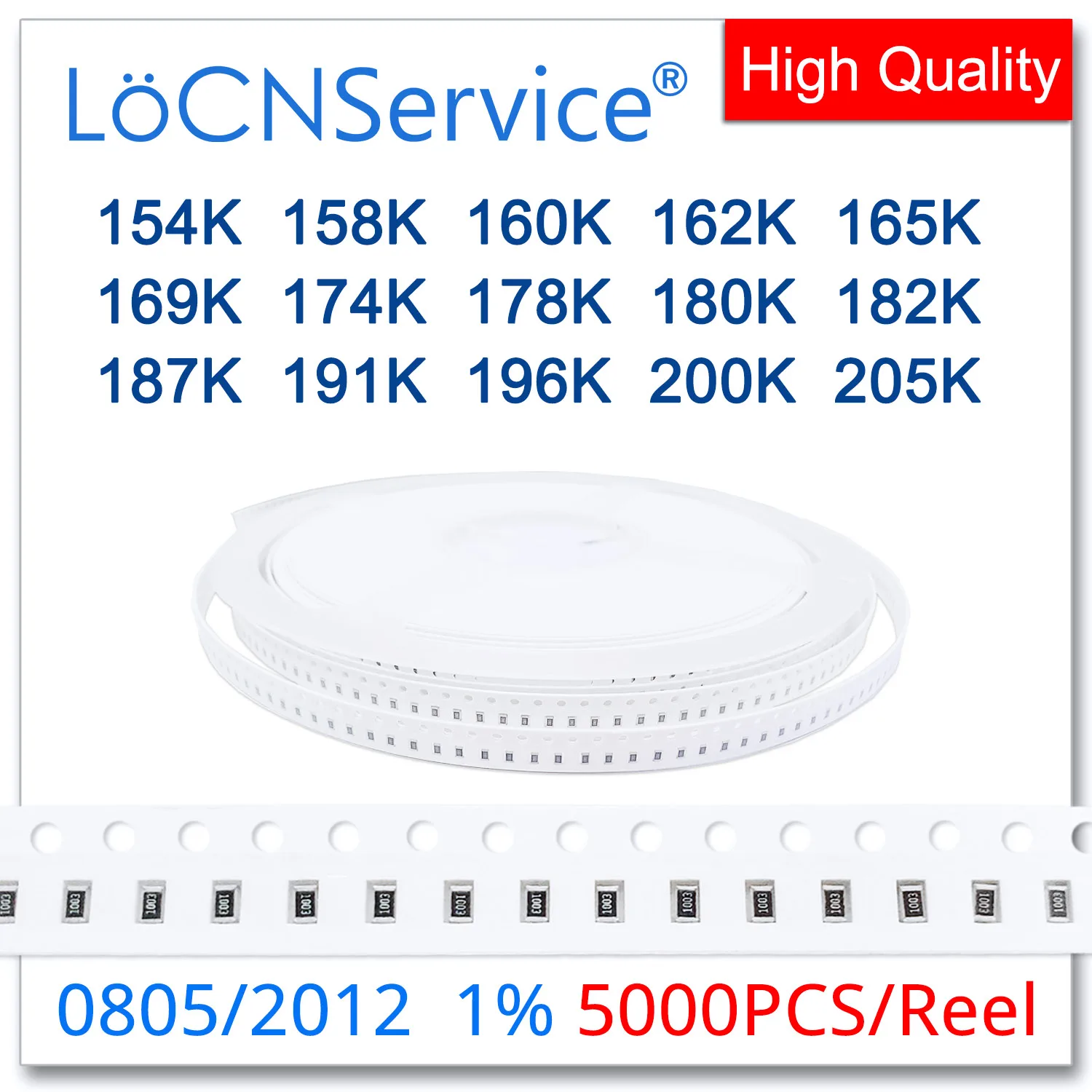 LoCNService 0805 1% 5000 шт. 154K 158K 160K 162K 165K 169K 174K 178K 180K 182K 187K 191K 196K 200K 205K 2012 Резистор OHM