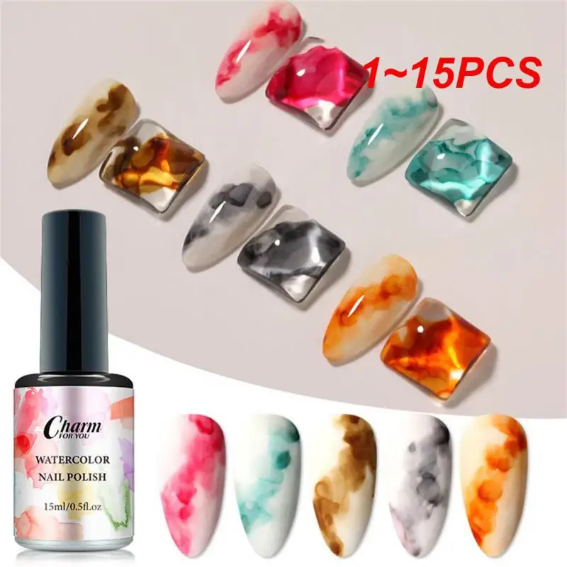 

1~15PCS Color Watercolor Ink Nail Gel Polish Halo Dye Smoke Soak Off UV DIY Bubble Gradient Varnish Gel Nail Art Gel TSLM1