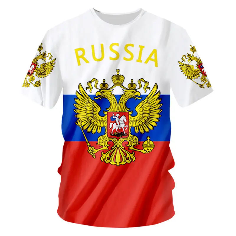 

Футболка с российским флагом для мужчин и женщин, футболка с российским флагом, унисекс, летняя повседневная женская футболка под заказ, 3d ф...