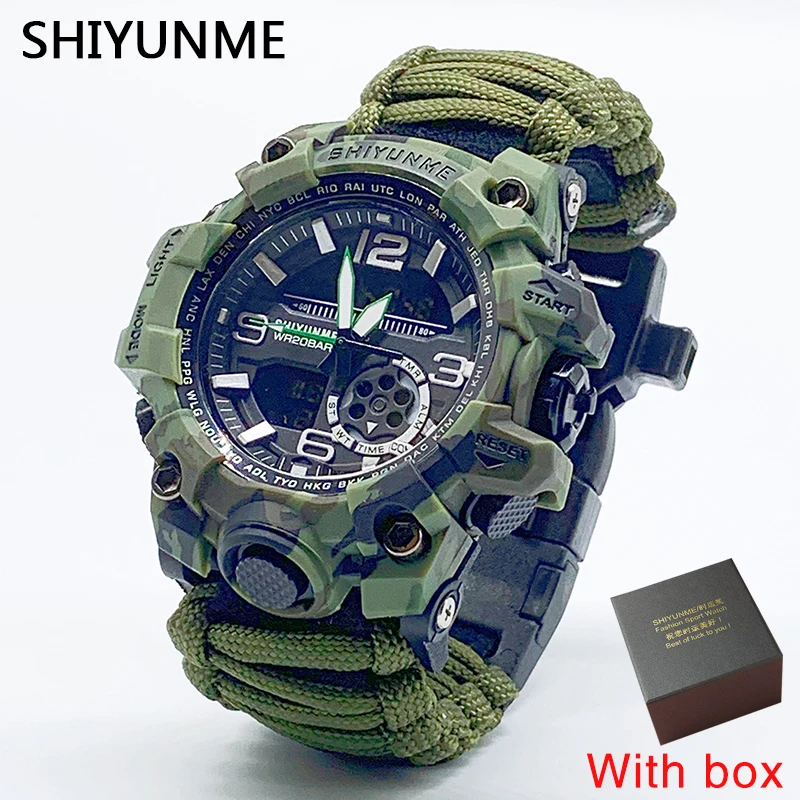 

SHIYUNME Men Military Watch LED Quartz Waterproof Male Wristwatch Fashion Outdoor Sports Digital Clock Watches Relogio Masculino