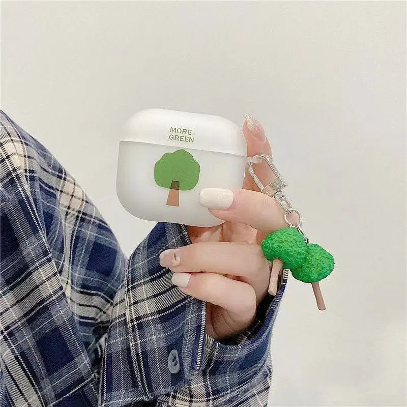 

Anti-fall Green Tree Soft Headphone Cover Lovely Convenient Earphone Case For Airpods1 Simple Headphone Case Box Durable Stable