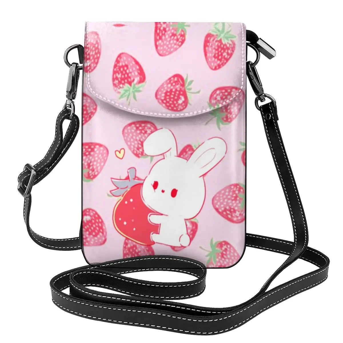 

Fresh Strawberry Shoulder Bag Cute Bunny Streetwear Leather Women Bags Female Fashion Stylish Purse