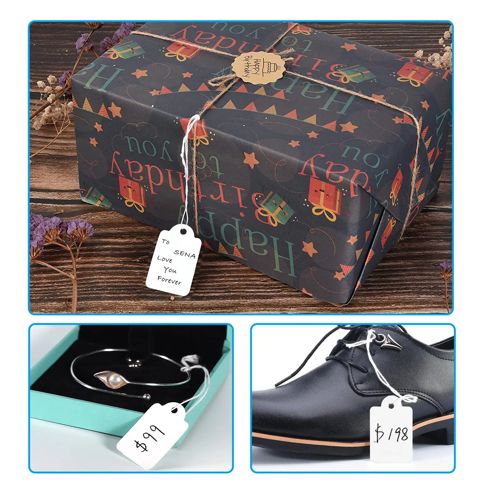 1000 шт./набор картонные бирки для ювелирных изделий