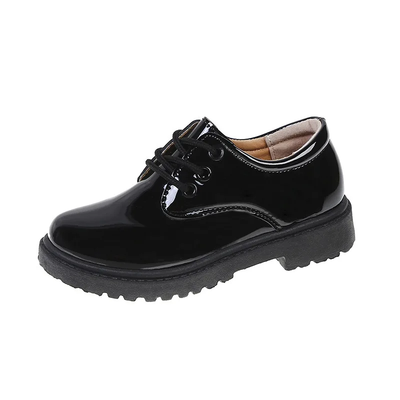 

Boys School Leather Shoes 2022 Spring Fashion Kids Soft Bottom Lace-up Performance Shoes Children's Glossy Formal Wedding Shoes