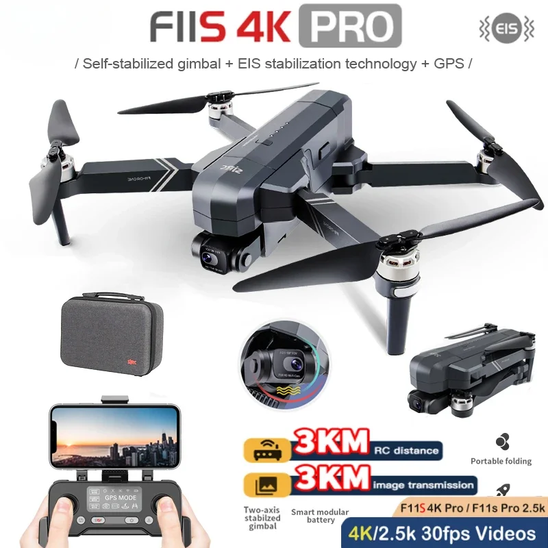 

5G FPV HD 2 Axis Stabilized Gimbal EIS Professional Brushless Quadcopter F11 Pro 4K F11S Pro 4K Camera Drone GPS RC Dron