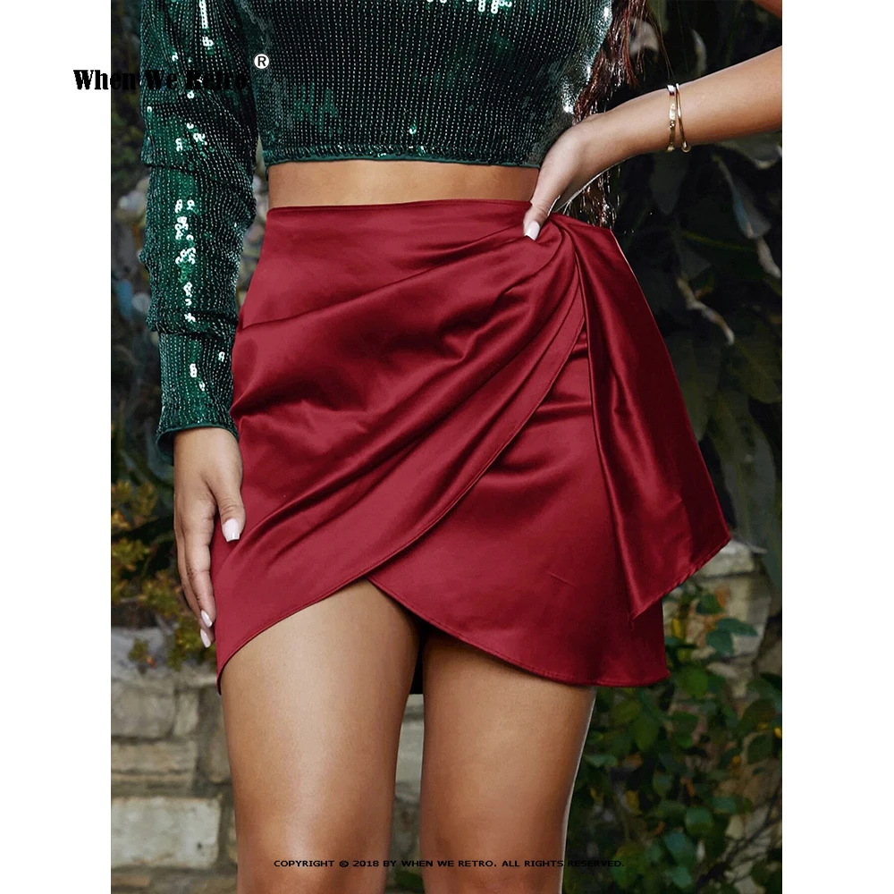 

Женская атласная мини-юбка, бордовая элегантная юбка в Корейском стиле, модель RS150 на лето,