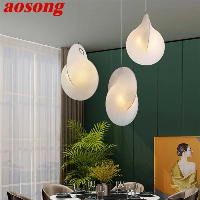 

AOSONG Nordic Pendant Lamp Creative LED Decorative Table Lighting White Chandelier For Room