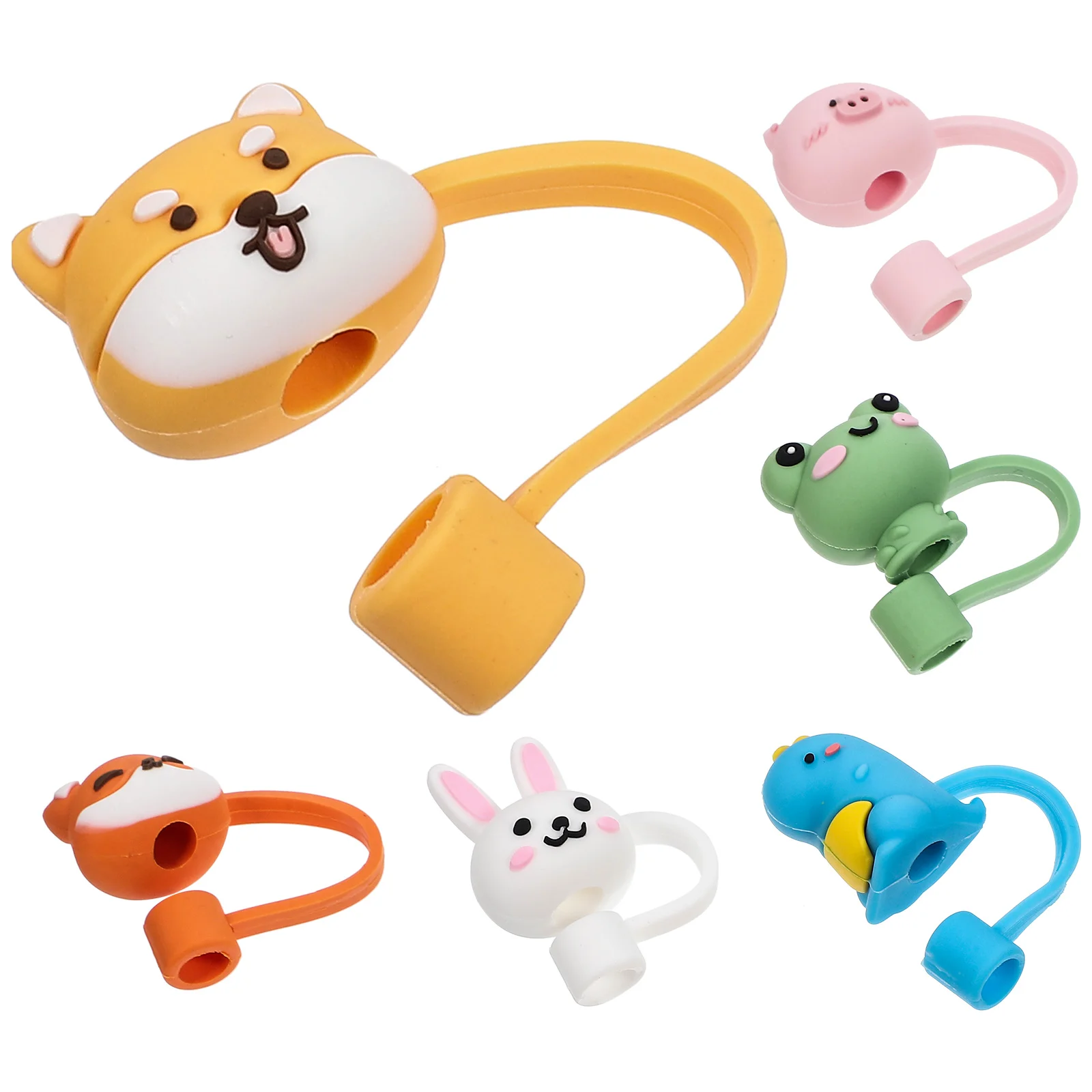 

6 Pcs Silicone Straws Silicone Straw Covers Silicone Suction Cups Silicone Straw Tips Cover Straw Tips Plug Cute Straw Topper