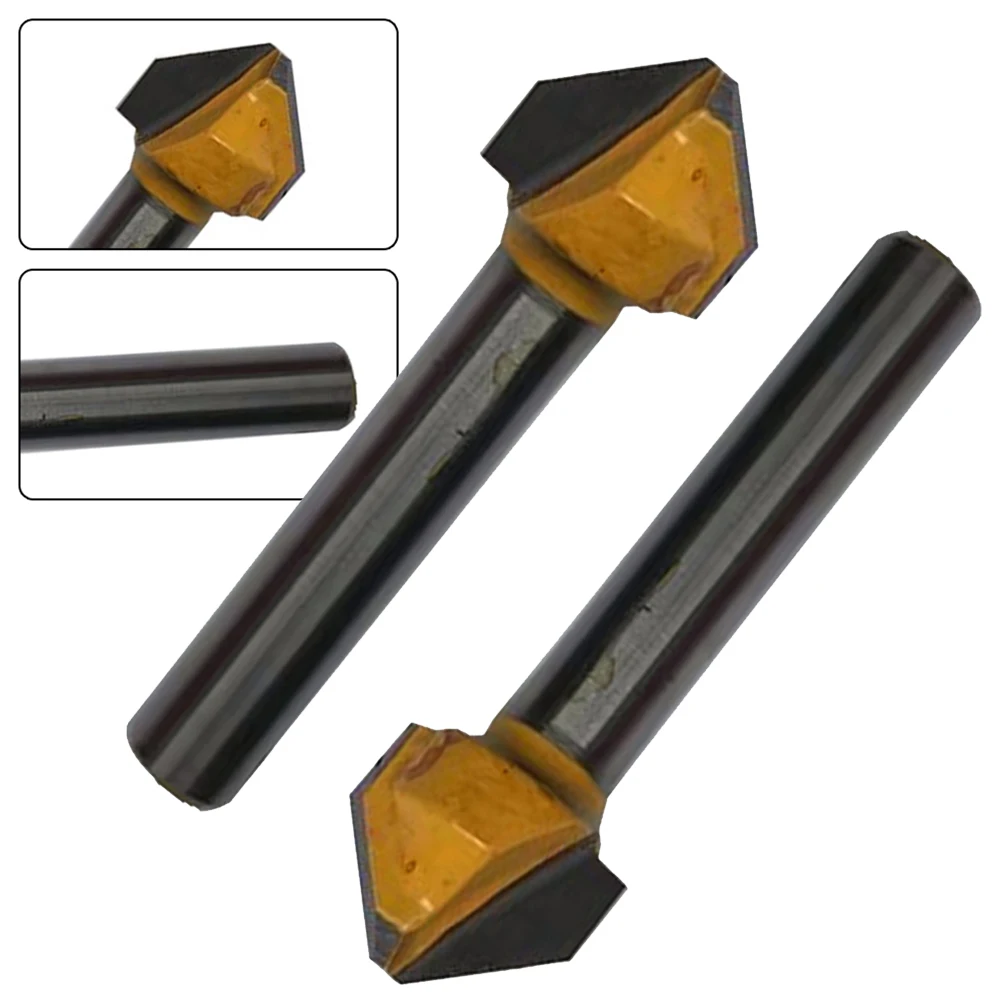 

6mm Shank Router Bit 90 Degree V-Shaped Flat Head Router Bits Carbide Engraving Milling Cutter For Wood Engraving Trimming Tool