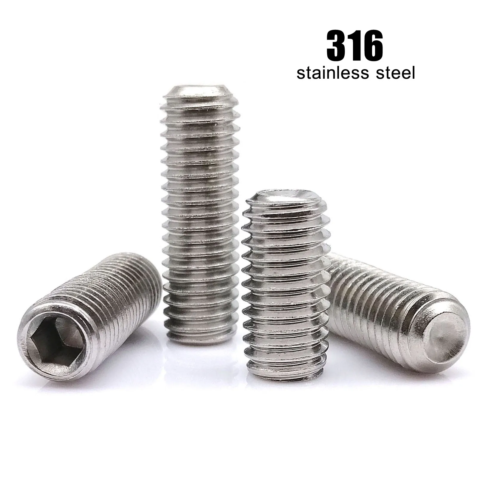 

1/10/50pcs High Quality M3 M4 M5 M6 M8 M10 DIN916 316 A4 Stainless Steel Allen Hex Hexagon Socket Cup Point Grub Bolt Set Screw