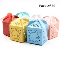 50pcs elephant gifts box laser cut paperboard packaging baby shower boy girl wedding bitrhday party candy box party supplies