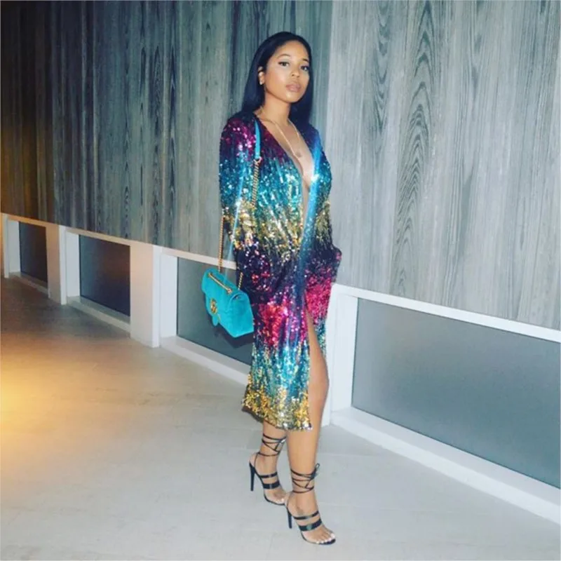 Уличная одежда с блестками SUSOLA длинные пальто женская куртка Женская