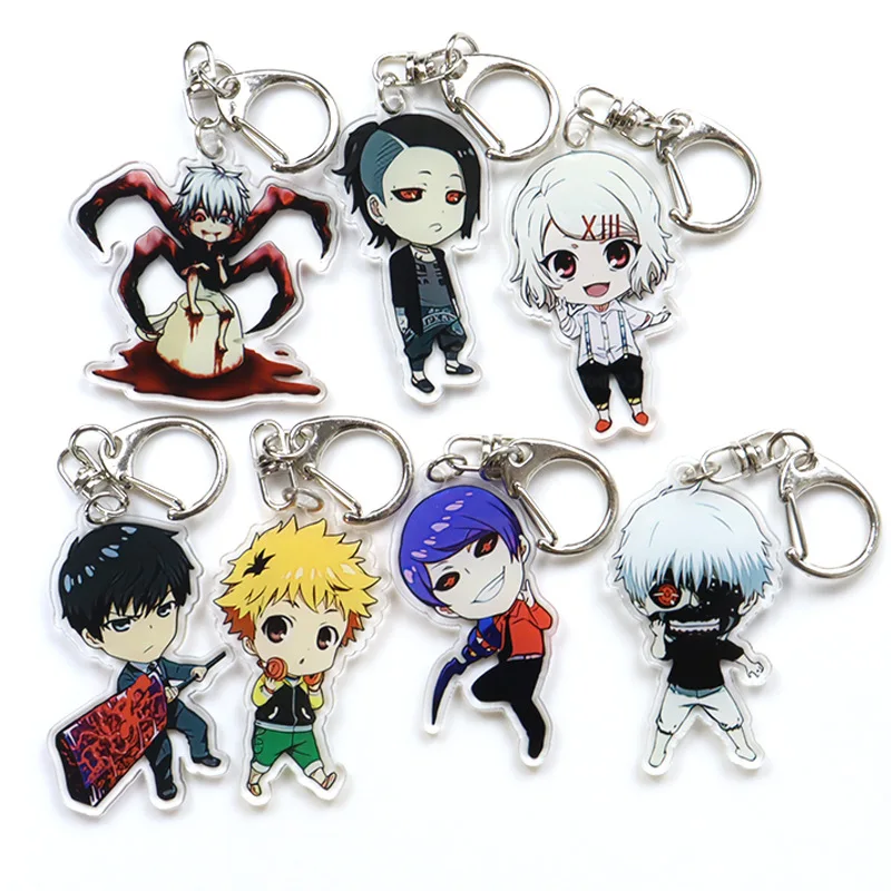 

Japan Anime Tokyo Figure Ghost Pendant Acrylic Keychain Cartoon Backpack Accessories Children Toys Ornament Gift