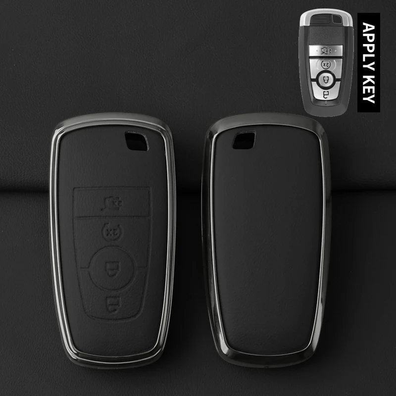 

Металлический кожаный чехол для ключей от автомобиля для Ford Explorer Mustang Fusion Escape F150 F250 F350 F450 F550 Raptor Защитный брелок-брелок