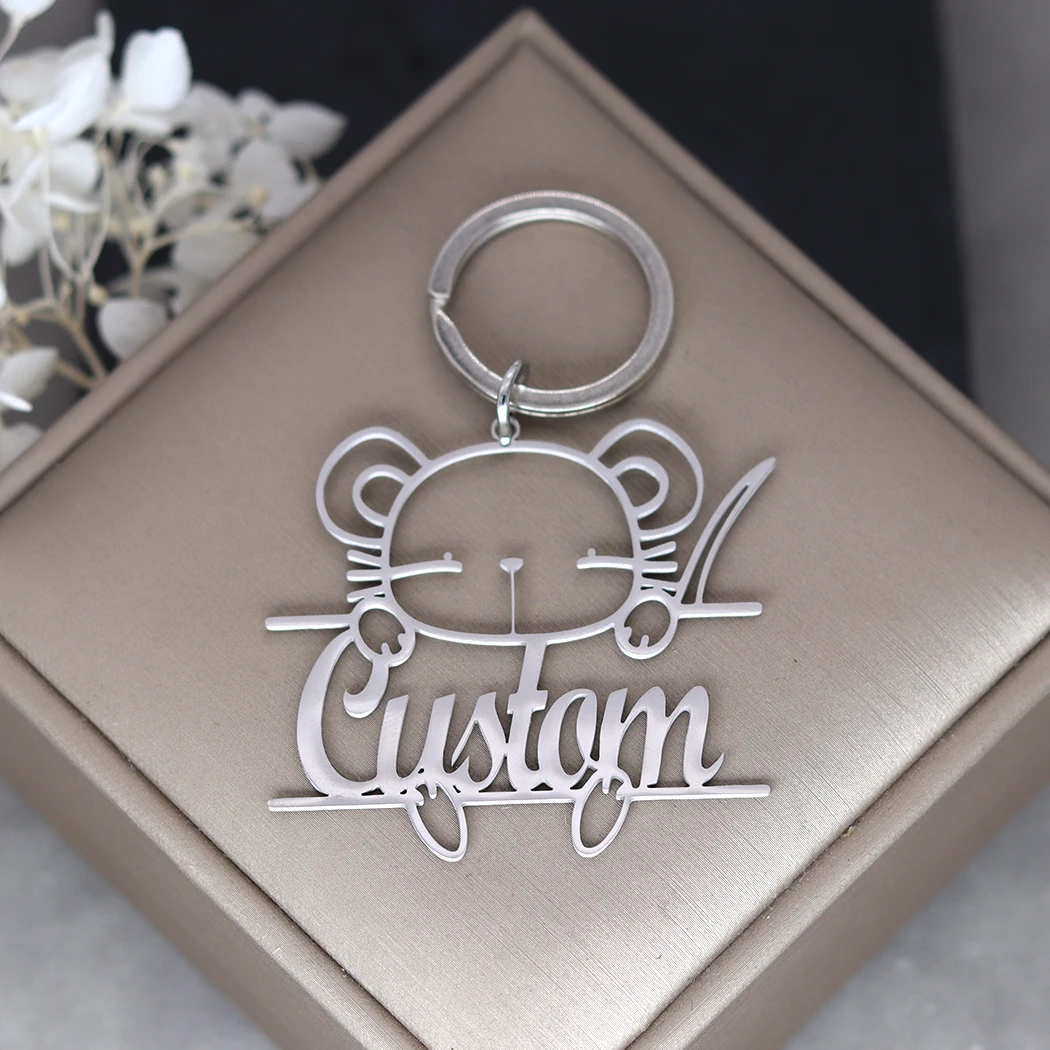 Брелок с именем на заказ для мужчин и женщин брелки животными из нержавеющей