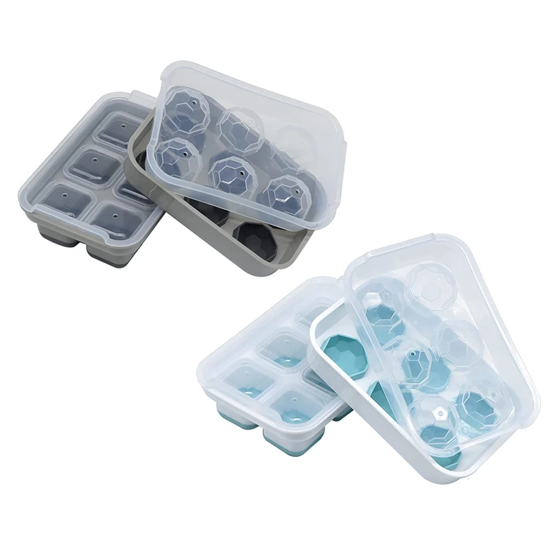 

Лидер продаж, большие подносы для льда с крышками, силиконовые комбинированные большие квадратные подносы для коктейлей, поднос для льда и ...