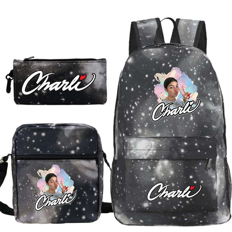 Charli Damelio Backpacks Students Schoolbags Pencil Case Shoulder Bags 3Pcs/Set Boys Girls School