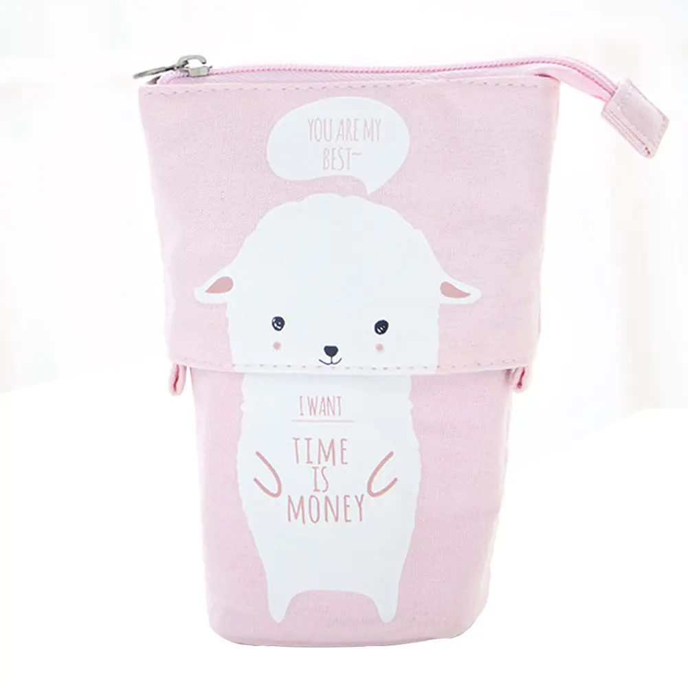 

Cute Zipper Girls Boys Pencil Case Retractable Holder Pen Box Multifunctional School Gift Stationery