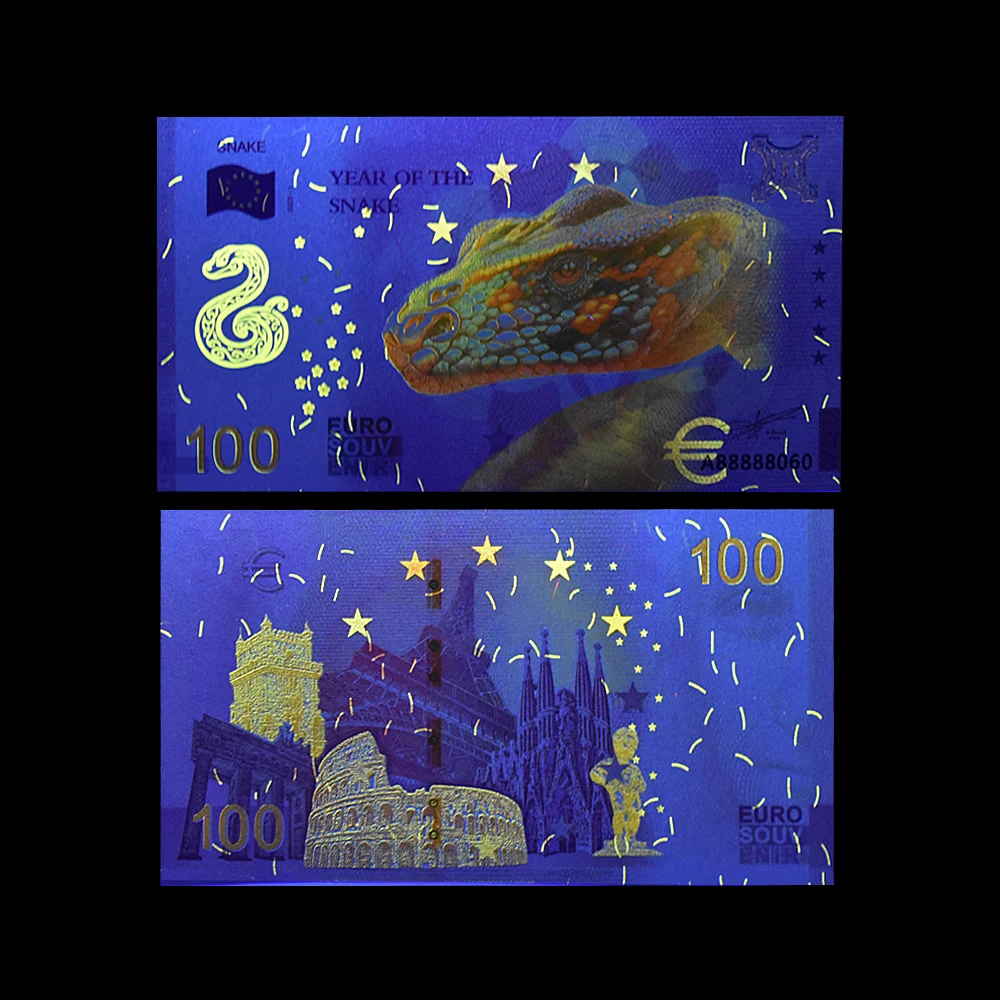 2025 год зодиака Змея 100 евро памятные банкноты сделай сам зеленая флуоресцентная