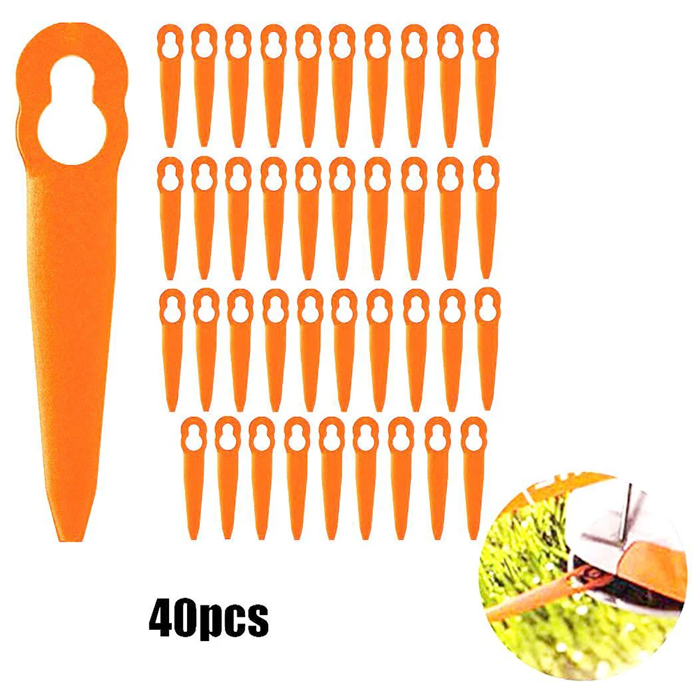 

40pcs Plastic Lawn Mower Blades Orange Plastic 40pcs 84mm Height Grass Trimmer Gardening Accessories High Quality