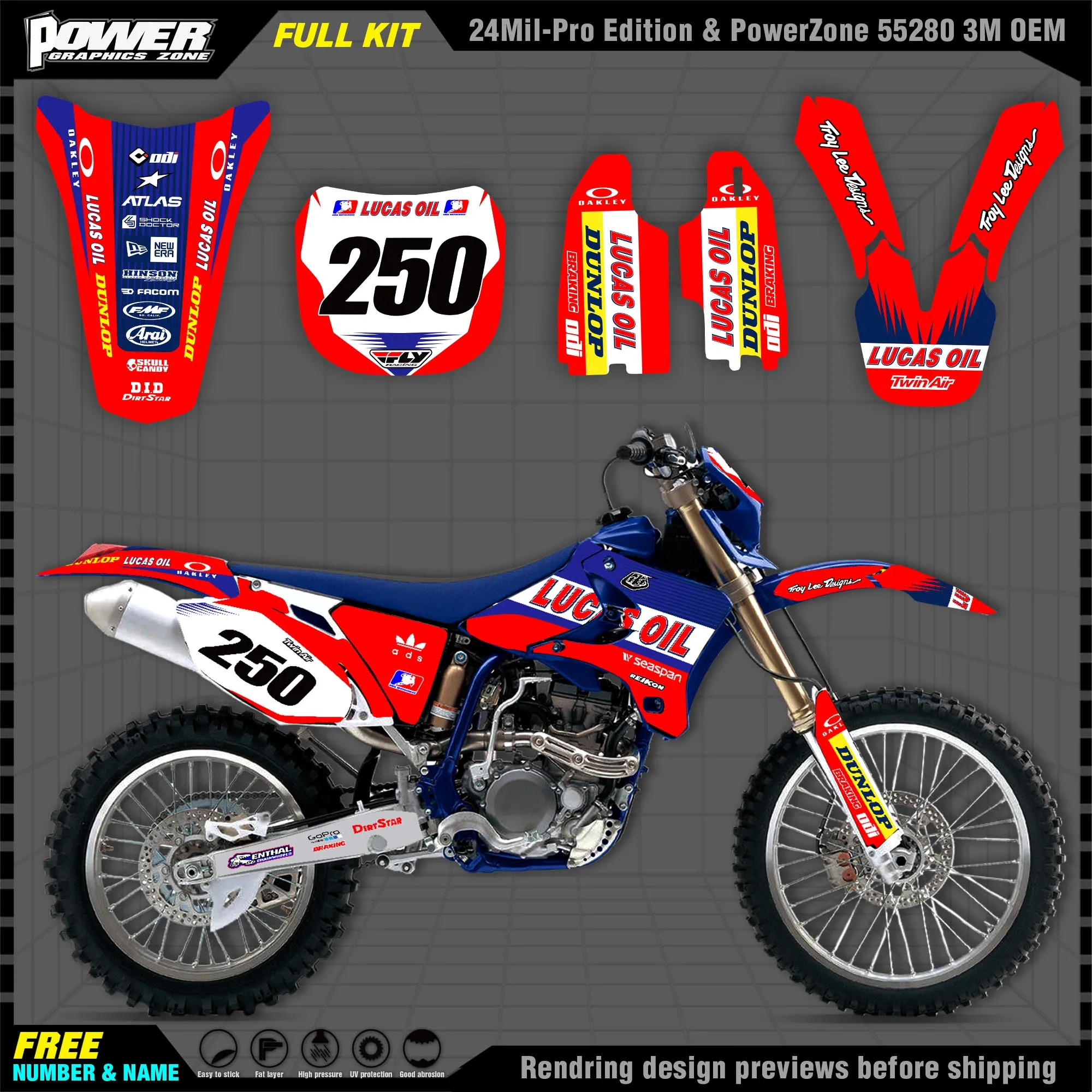 

PowerZone Custom Team Graphics Backgrounds Decals 3M Stickers Kit For YAMAHA 03-04 05 YZF250 450 Stickers 003