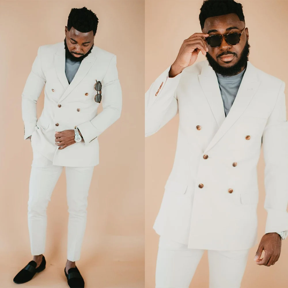 

Классические свадебные смокинги для жениха двубортные мужские деловые костюмы для мужчин с отложным воротником приталенный силуэт для выпусквечерние вечера Блейзер Куртка 2 предмета