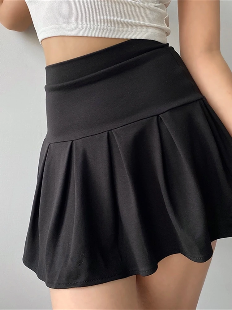 Женская спортивная плиссированная юбка с оборками высокой талией | одежда