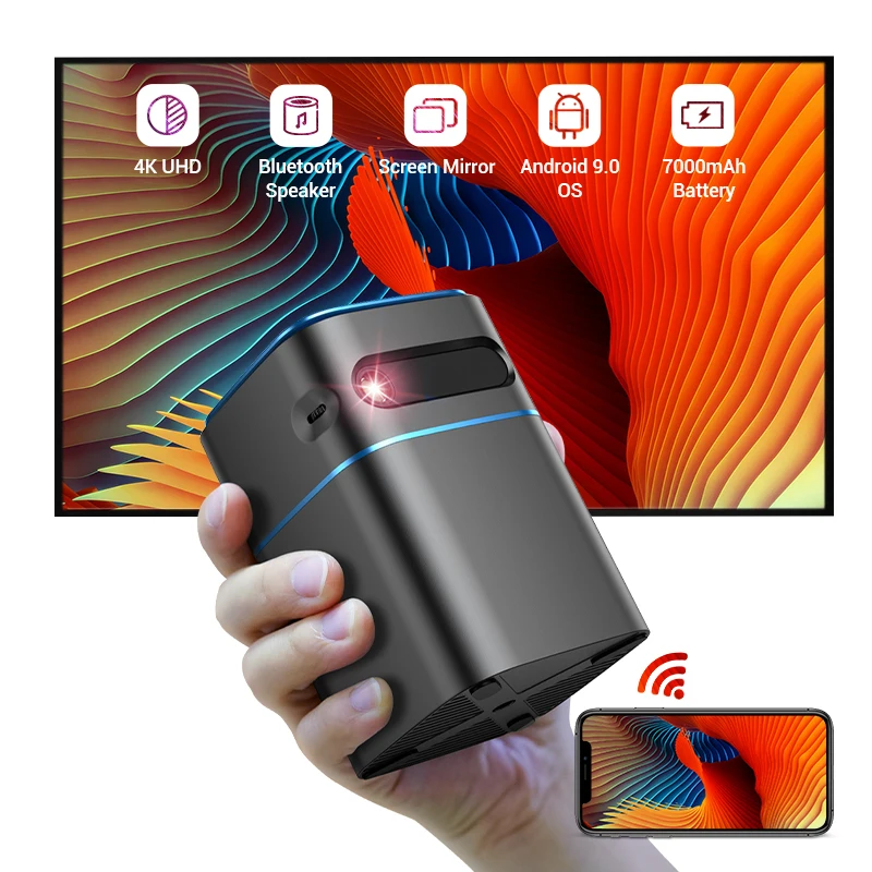 

WEMI DLP проектор 4K Smart Android WIFI видео домашний кинотеатр мини карманный открытый проиектор 1080P сенсорный экран портати