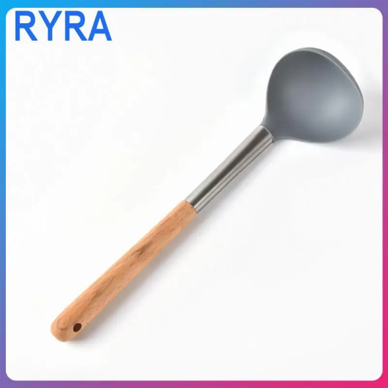 

Wooden Handle Salad Mixing Scraper Duck Tongue Shovel Hanging Hole Anti-scalding Food Grade Spatula Kitchen Utensils Non-slip