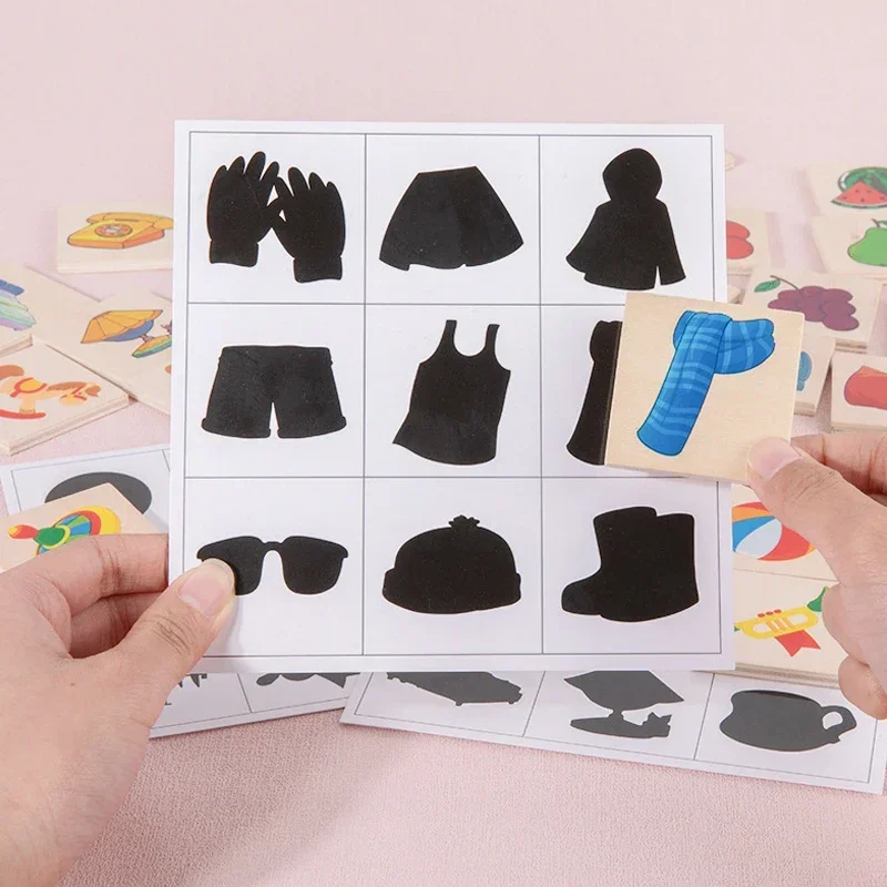 Настольная игра Монтессори соответствующая форме изображения Знайди теней