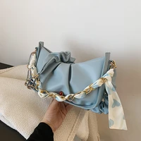 solid color pu leather ruched crossbody bags for women 2022 new summer luxury designer shoulder bags female travel handbags