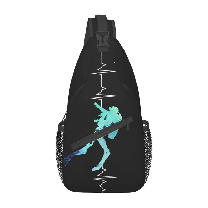 

Scuba Diving Heartbeat Crossbody Sling Backpack Men Custom Dive Diver Chest Shoulder Bag for Traveling Daypack