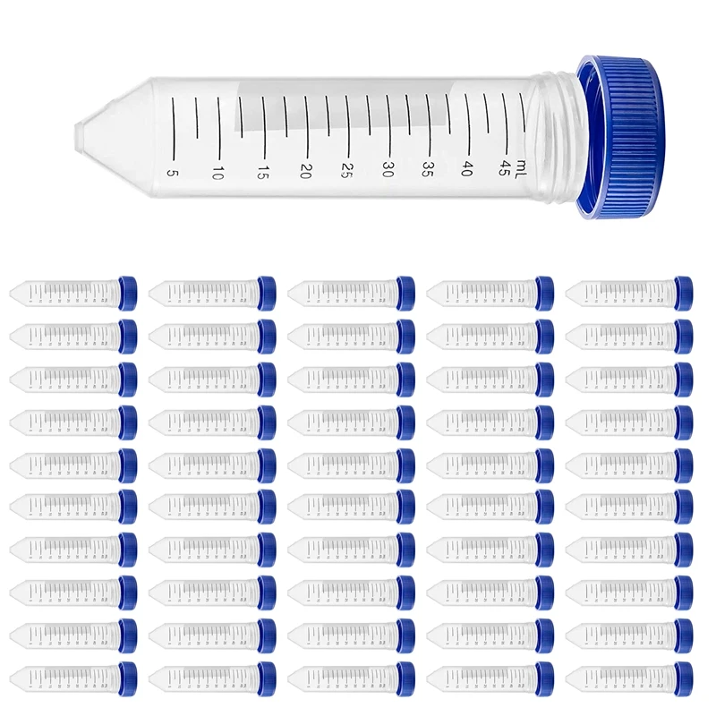 

50Pcs Conical Centrifuge Tubes 50Ml Plastic Test Tubes With Screw Caps, Polypropylene Container With Graduated