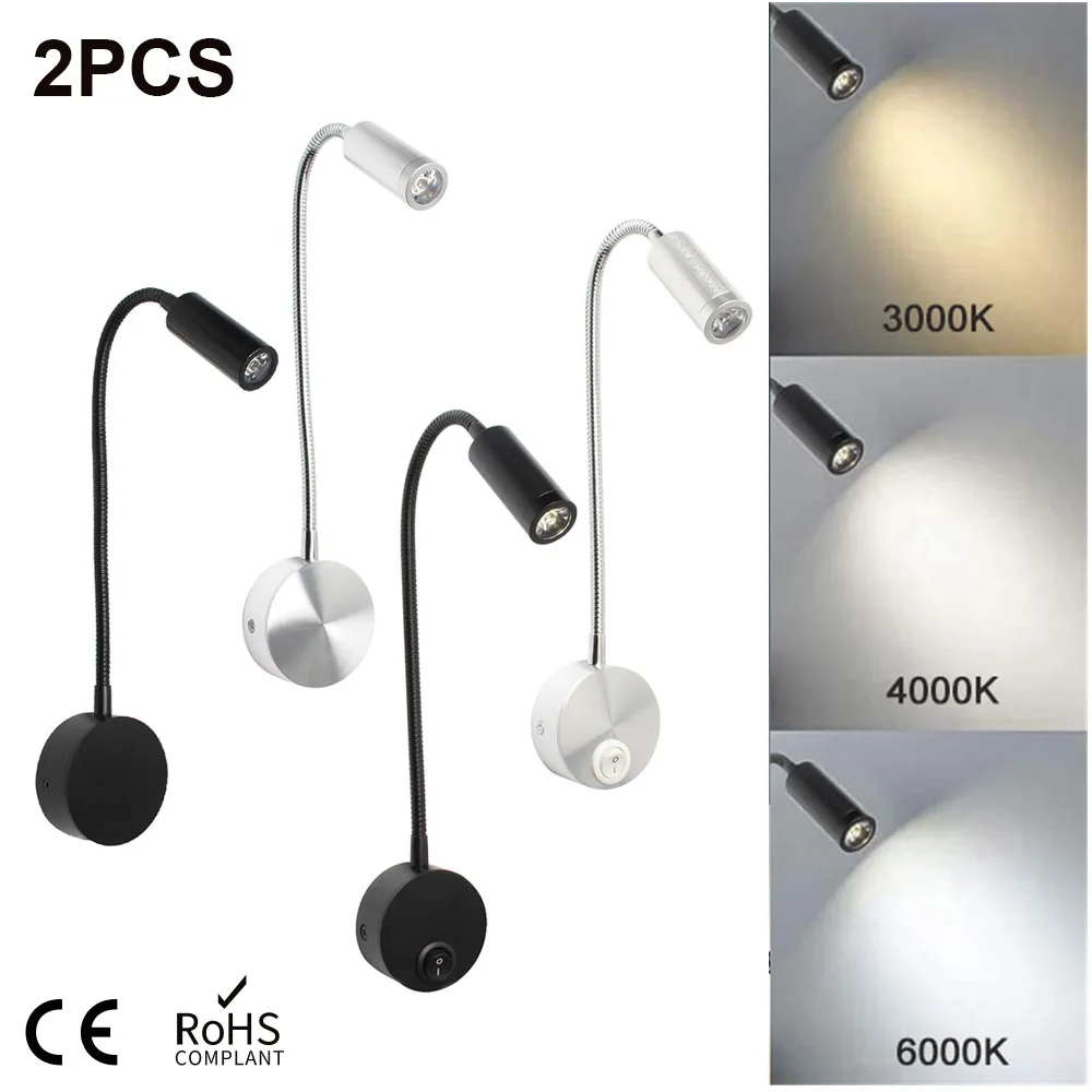 

2PCS Bedside Working Study Reading Lamp Wall lamp sconces 3W LED Book Lamp wall Night light fixtures Spot LED