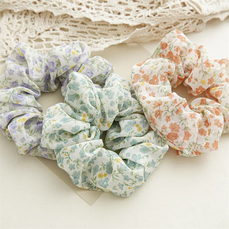 

Korea Printing Hair Scrunchy Sweet Floral Tie-dye Hair Band Fresh Ponytail Holder Rubber Band Elastic Hair Rope Hair Accessories