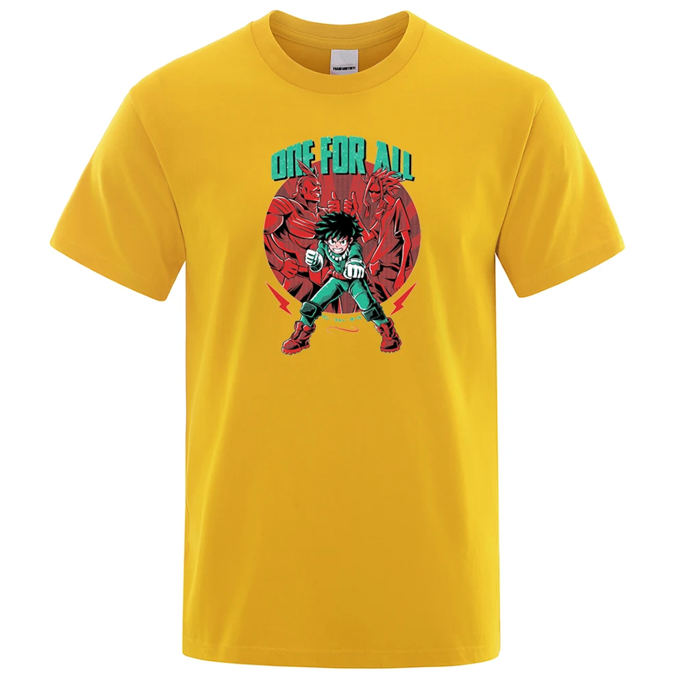 

My Hero Academia One For All T Shirts Mens Solid Color Short Sleeve Man T-Shirts Fashion Anime Tshirt Casual Summer T-Shirt