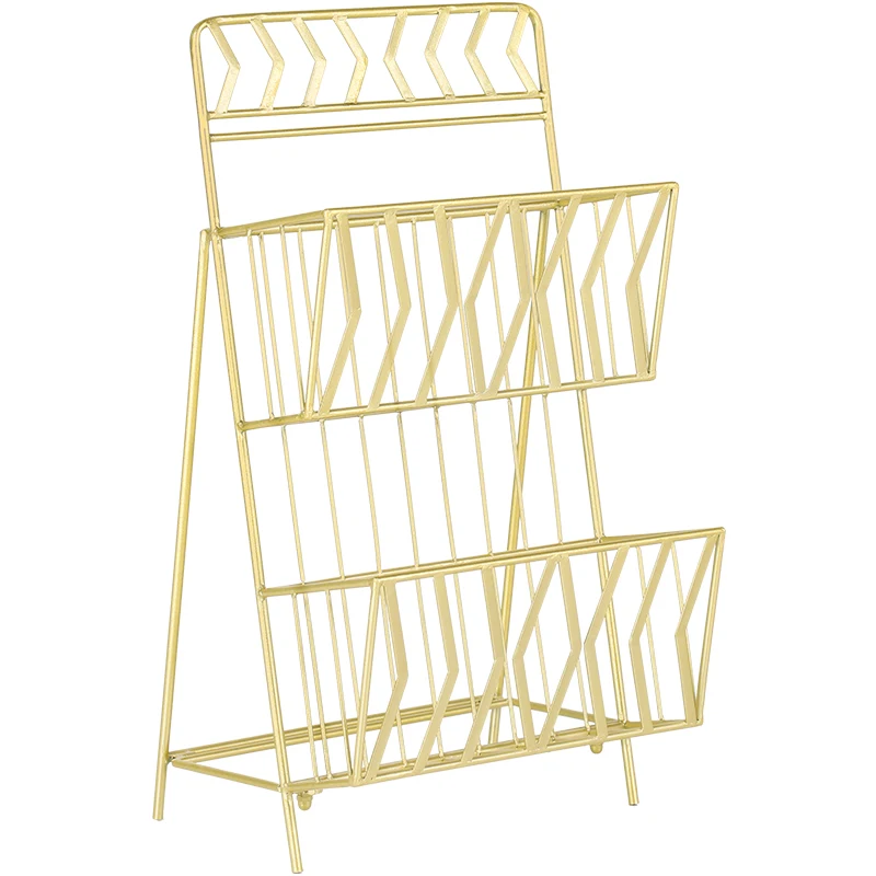 

Iron Material Nordic Book and Newspaper Shelf Welding Paint Shelf Magazine Storage Newspaper Floor Newspaper Display Bookshelf