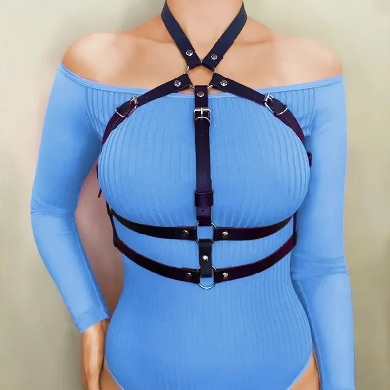 

Fullyoung Gothic Women Harness Adjustable Pu Leather Harness Belt Punk Waistband Sexy Suspenders For Music Festival Dance Club