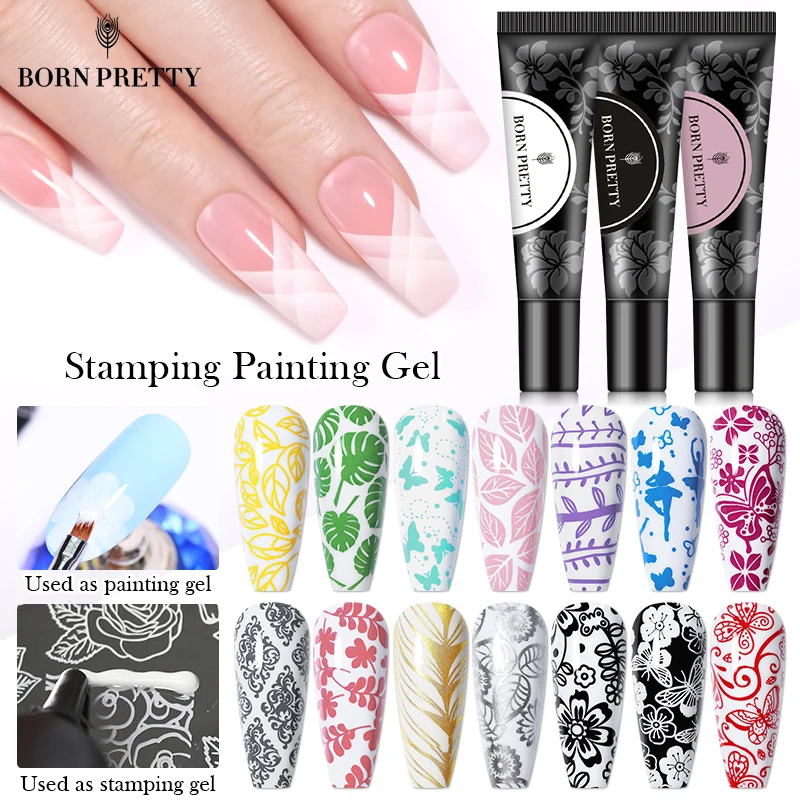 BORN PRETTY 1 Bottle 8ml Stamping Gel Polish Black White Gold Silver Nail Stamping Gel Printing Polish Soak Off Gel Varnish BORN PRETTY 1 Bottle 8ml Stamping Gel Polish Black White Gold Silver Nail Stamping Gel Printing Polish Soak Off Gel Varnish