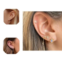 1 set earrings attractive alloy fine workmanship charming star ear hoop stud clip ear rings for women