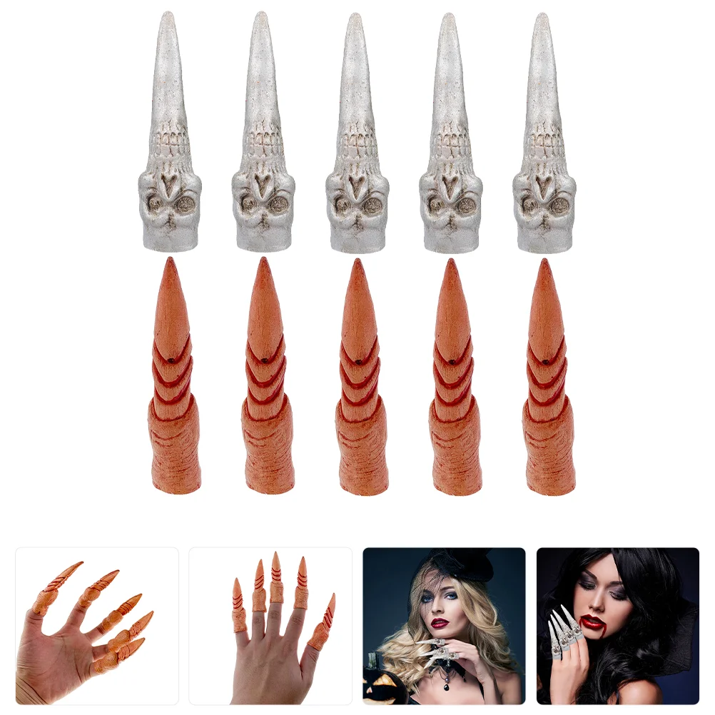 

10 Pcs Halloween Prank Toys Witch Nail Set Halloween Supplies Decors Role Play Outfits Cosplay Finger Costume Props Cots