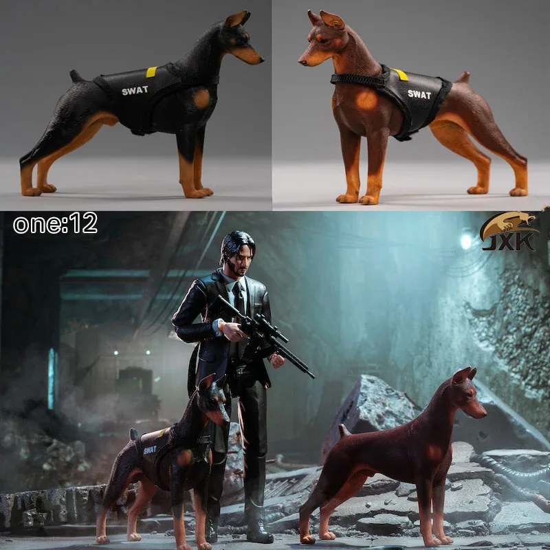 

Mr.Z 1/12 Scale Simulation Animal police dog Doberman dog Model Toy Gift Model F 7" Action Figure Scene Car Decoration