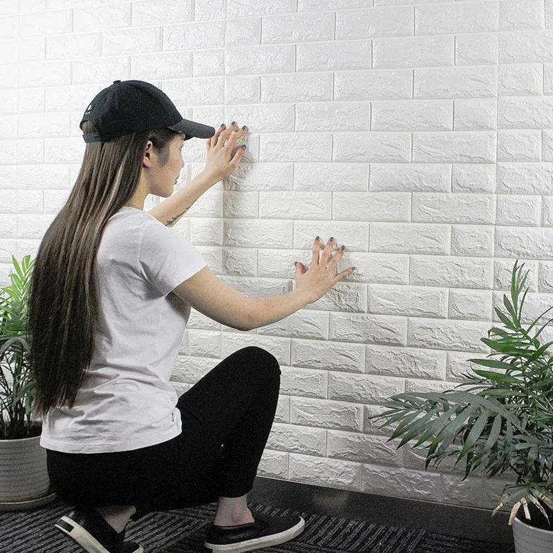 

3D DIY Decor Home Brick Wall Stickers Living Room Waterproof Foam Room Adhesive Sticker Wallpaper Art Made Decals For Kitchen