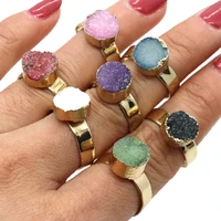 1pc fashion round crystal rings natural semi precious stone copper with 10mm round shaped stone crystal 6 colors love jewelry