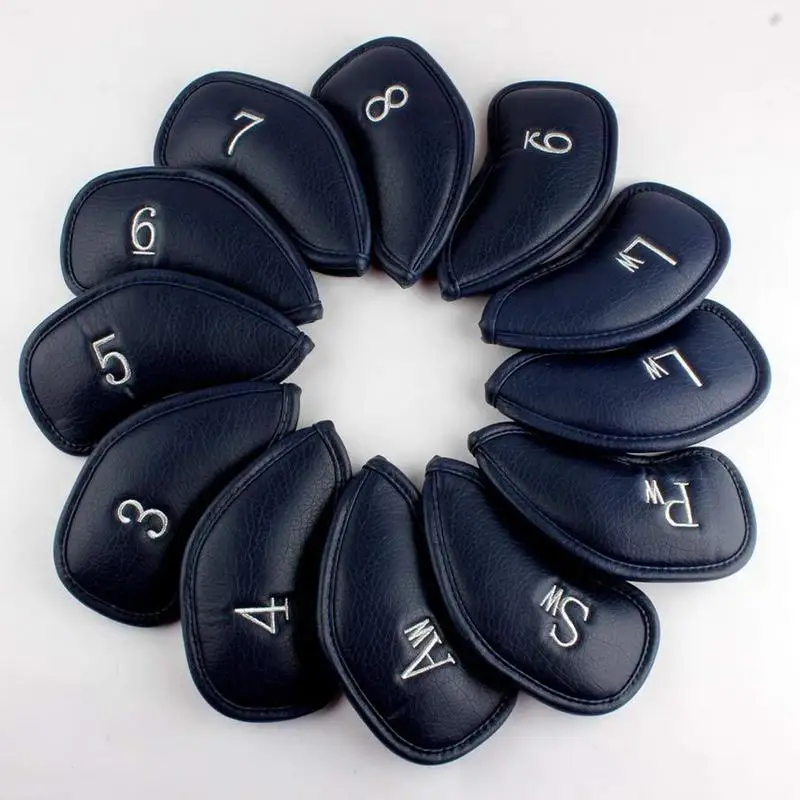 

12 Pcs/set Portable Golf Club Iron Head Covers Protector PU Golfs Headcover Set Golf Club Iron Head Protector Golf Accessoires