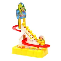 cartoon mini electric cartoon duck climbing stairs track slides sound and light music childrens toys birthday gift