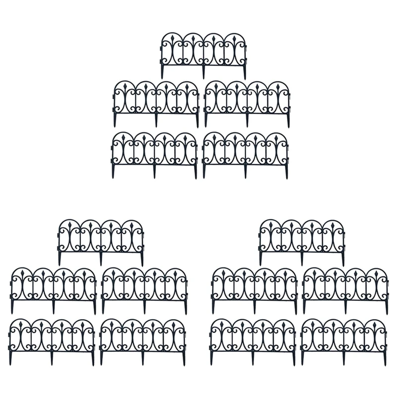 15 Pack Decorative Garden Fence Rustproof Iron Landscape Wire Folding Fencing Edge Patio Flower Bed Animal Barrier