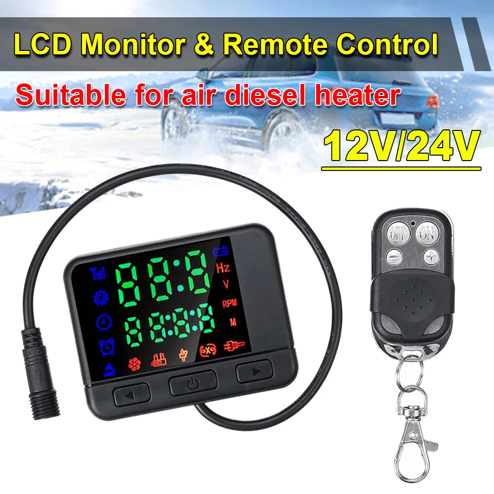 

12V 27A Universal Diesels Air Heater LCD Monitor Switch + 4 Buttons Remote Control For Car Truck Diesels Air Heater Parking Cont