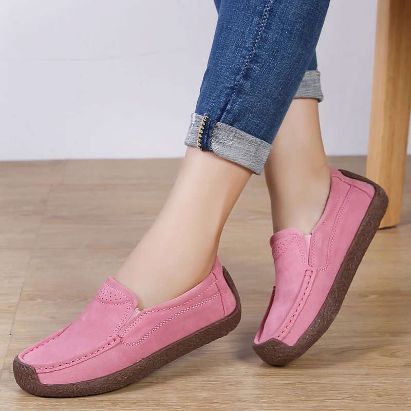 

Women Comfortable Leather Shoes Casual Slip on Shoes Solid Color Walking Shoes Nurse Shoes for Women