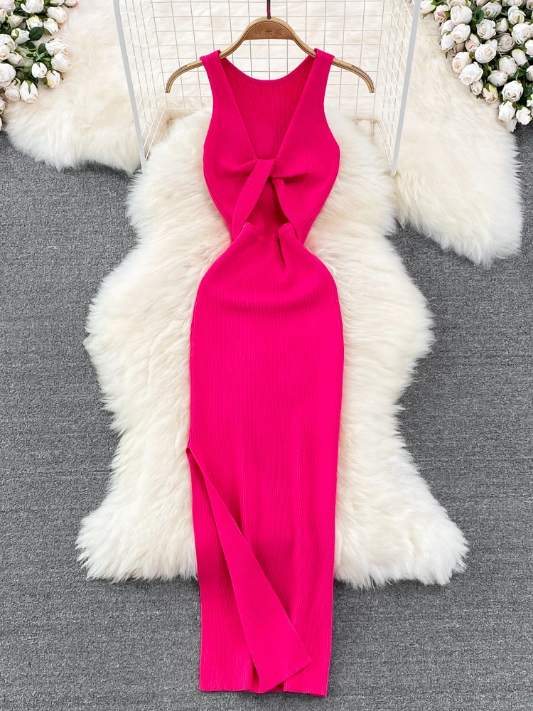 

Женское однотонное длинное платье макси, Элегантное повседневное модное облегающее офисное платье с высокой талией и V-образным вырезом, привлекательная уличная одежда, лето 2023